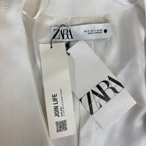 Zara Limited Edition White Blazer Mini Dress Women's Small Lined Twist Bow Rare - Picture 8 of 15